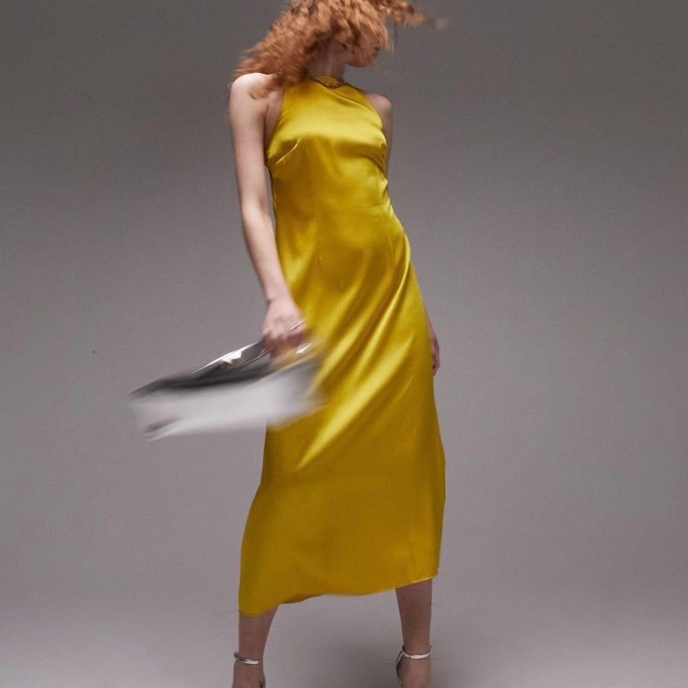 NWT Topshop Vibrant Yellow open back Maxi Dress